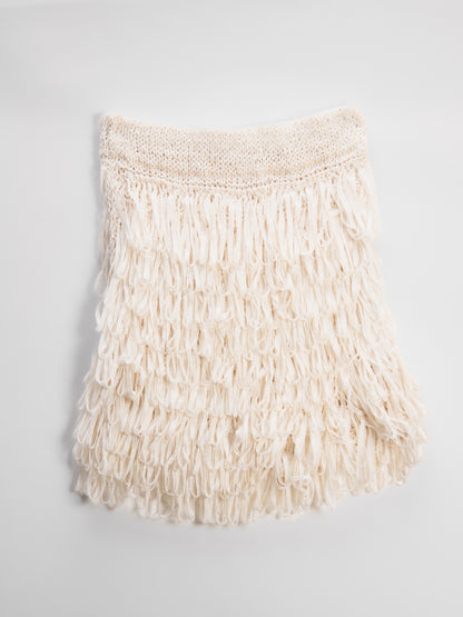 Hand-Knit Washi Fringe  Skirt