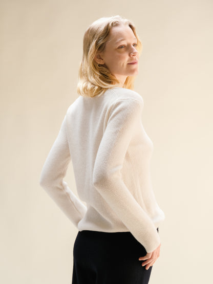 Cashmere Mix Full Ribbed V-Neck