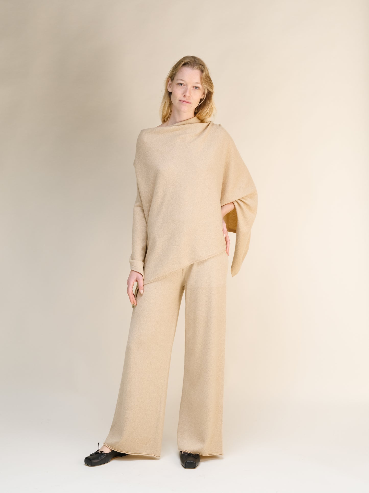 Cashmere Mix Asymmetric Poncho