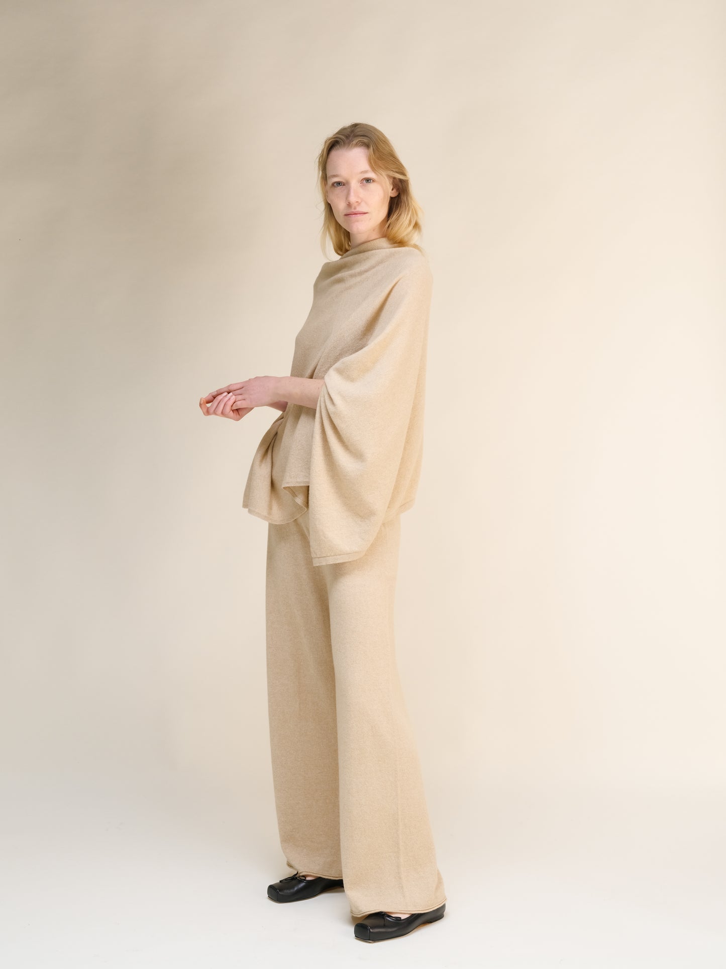 Cashmere Mix Asymmetric Poncho