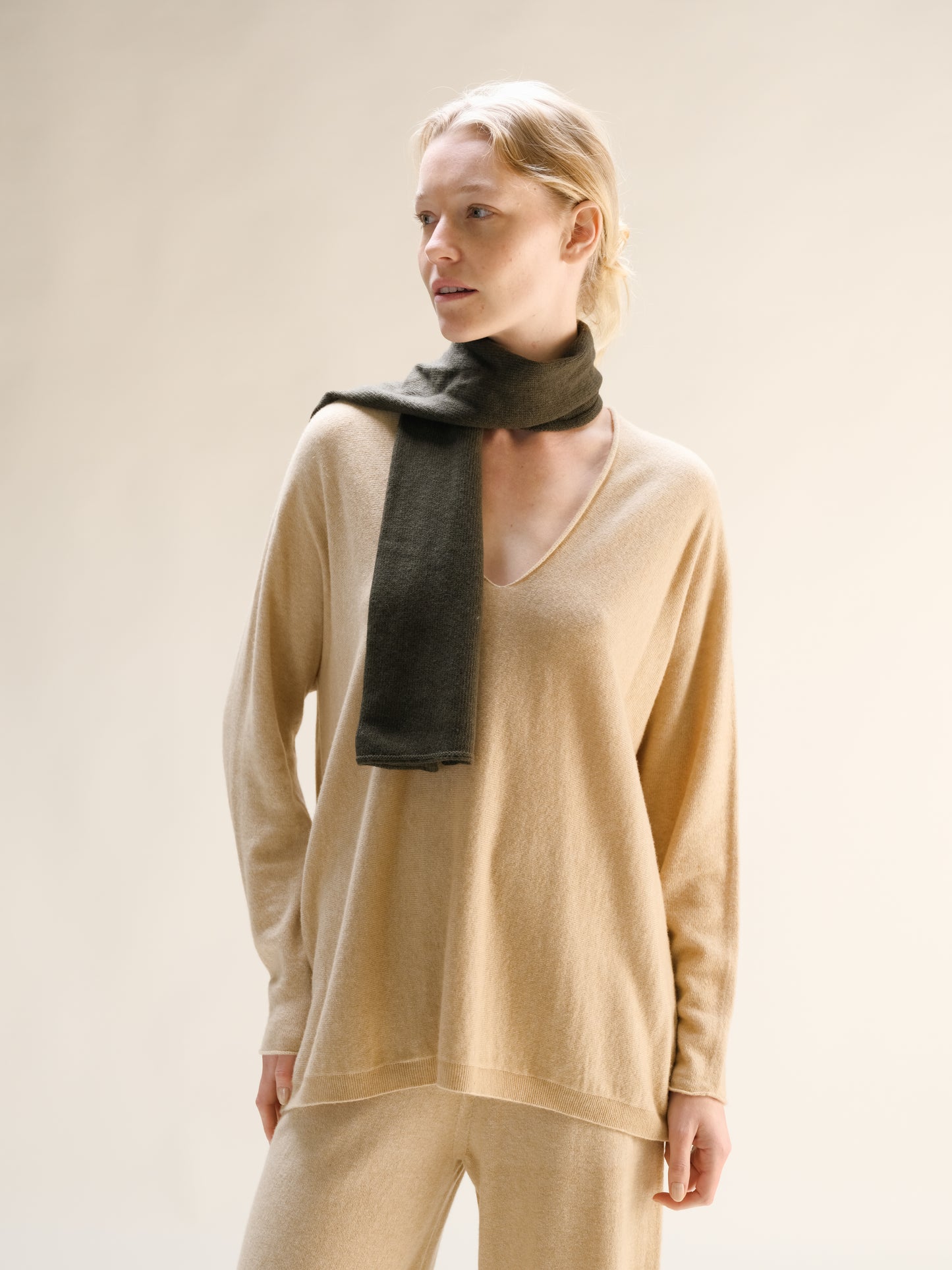 Cashmere Mix Maxi V Neck (3D-Knit)