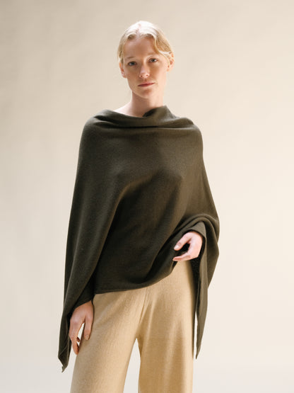 Cashmere Mix Asymmetric Poncho