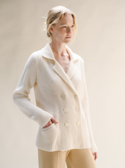 Cashmere Mix Double Breasted Knit Jacket