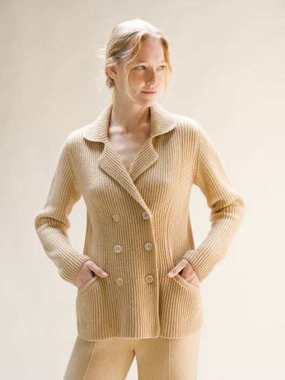 Cashmere Mix Double Breasted Knit Jacket