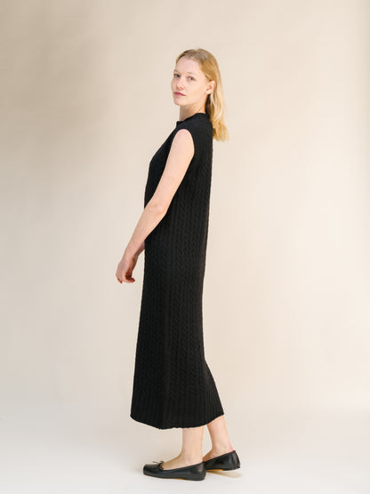 Cashmere Mix Sleeveless Cable Knit Dress