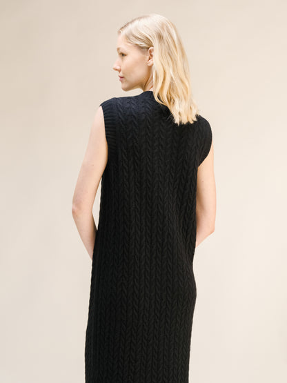 Cashmere Mix Sleeveless Cable Knit Dress