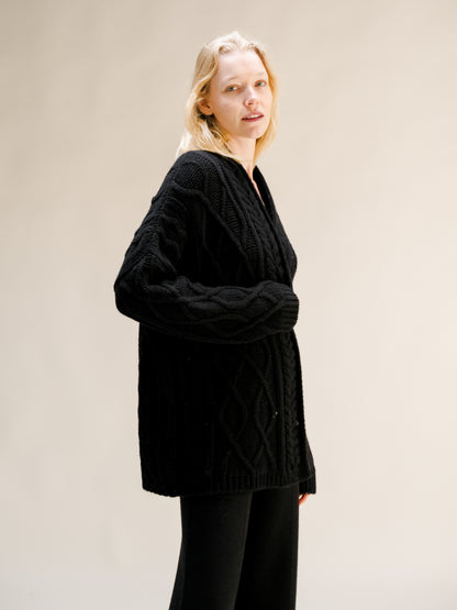 Cashmere Mix Aran Cardigan