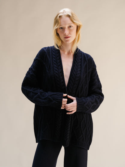 Cashmere Mix Aran Cardigan