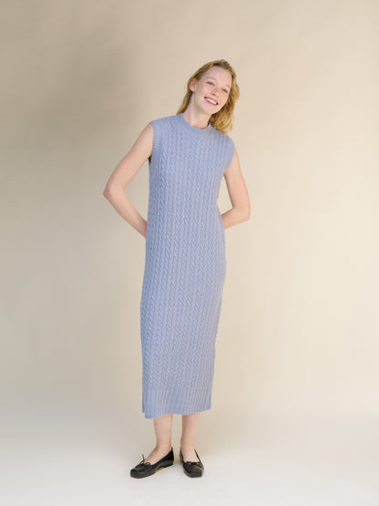 Cashmere Mix Sleeveless Cable Knit Dress