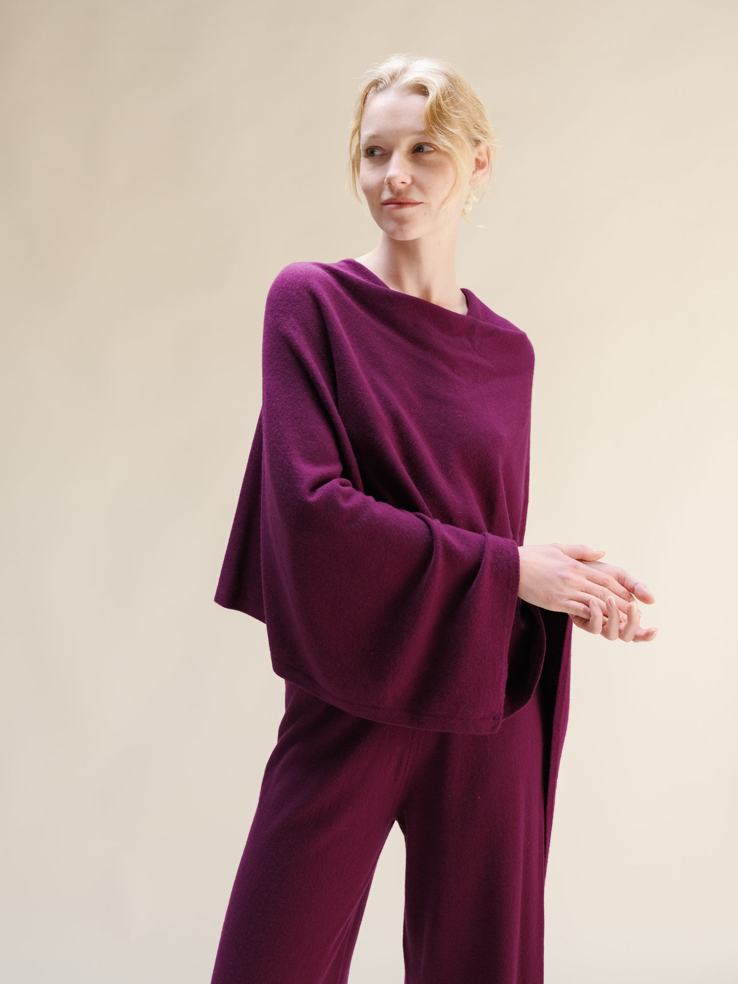 Cashmere Mix Asymmetric Poncho