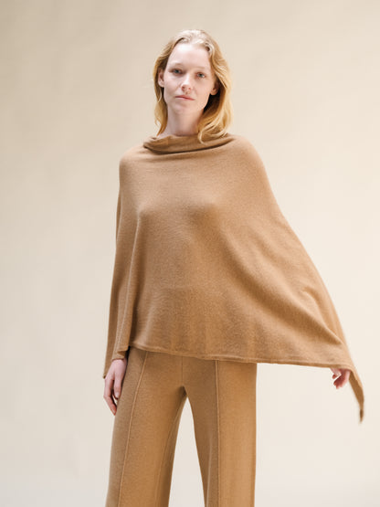 Cashmere Mix Asymmetric Poncho