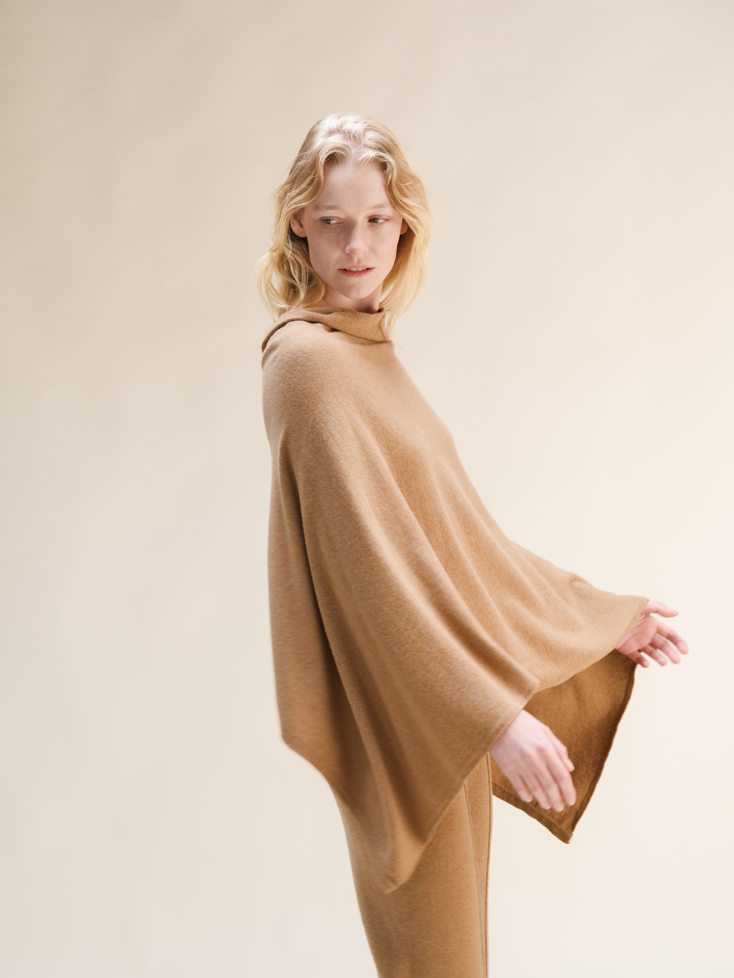 Cashmere Mix Asymmetric Poncho