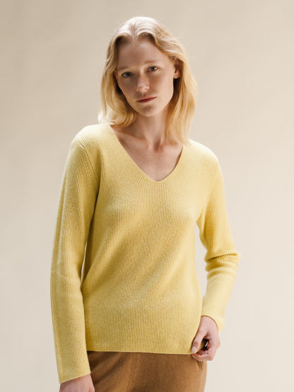 Cashmere Mix Full Ribbed V-Neck