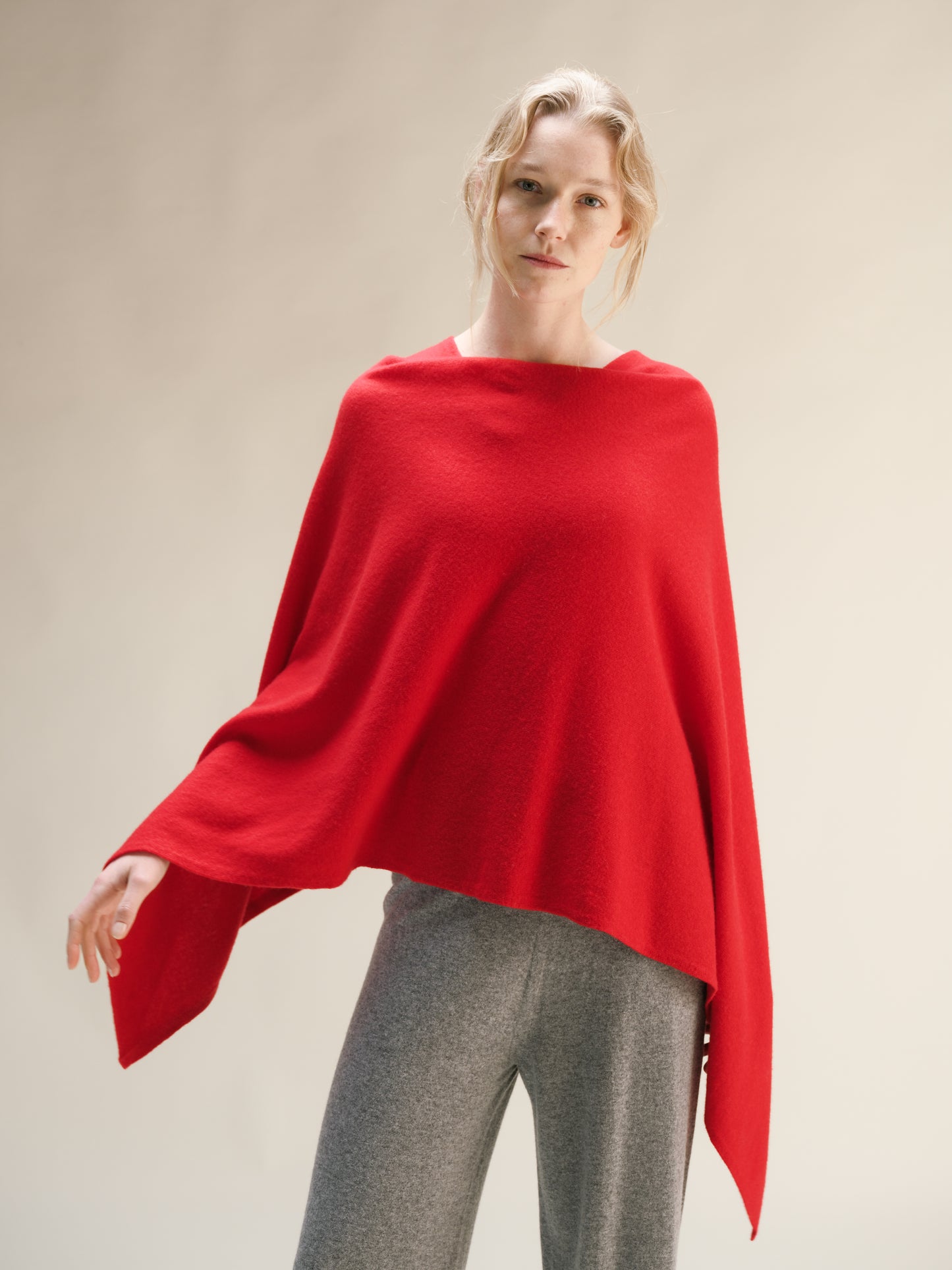 Cashmere Mix Asymmetric Poncho