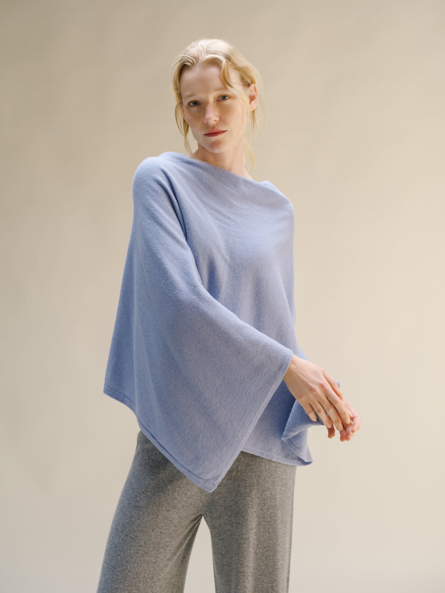 Cashmere Mix Asymmetric Poncho