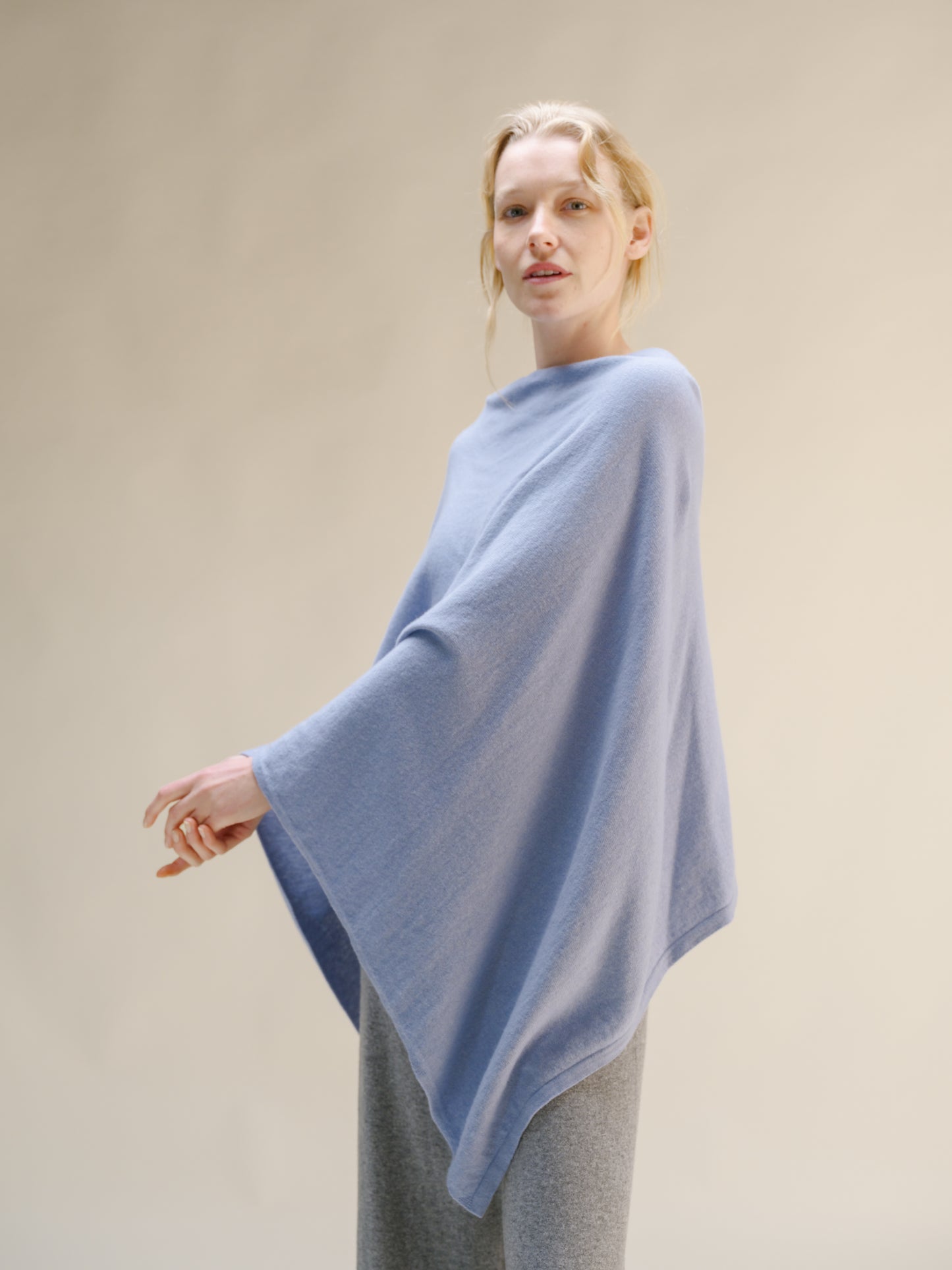 Cashmere Mix Asymmetric Poncho