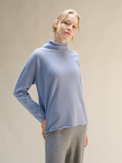 Cashmere Mix Relaxed High Neck Sweater (3D-Knit)