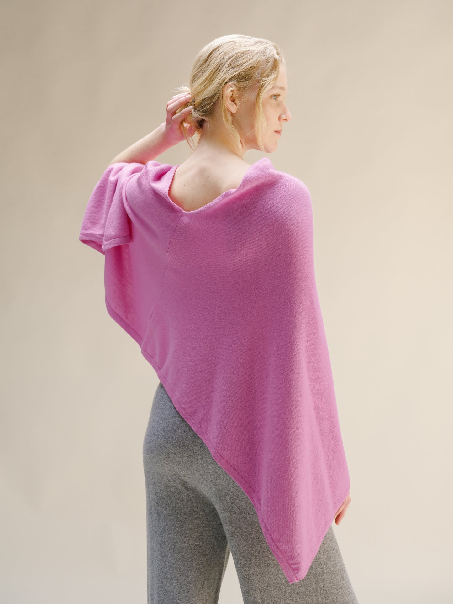 Cashmere Mix Asymmetric Poncho