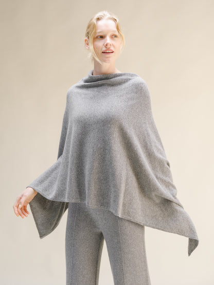 Cashmere Mix Asymmetric Poncho