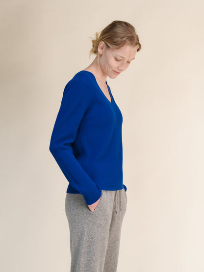 Cashmere Mix Full Ribbed V-Neck