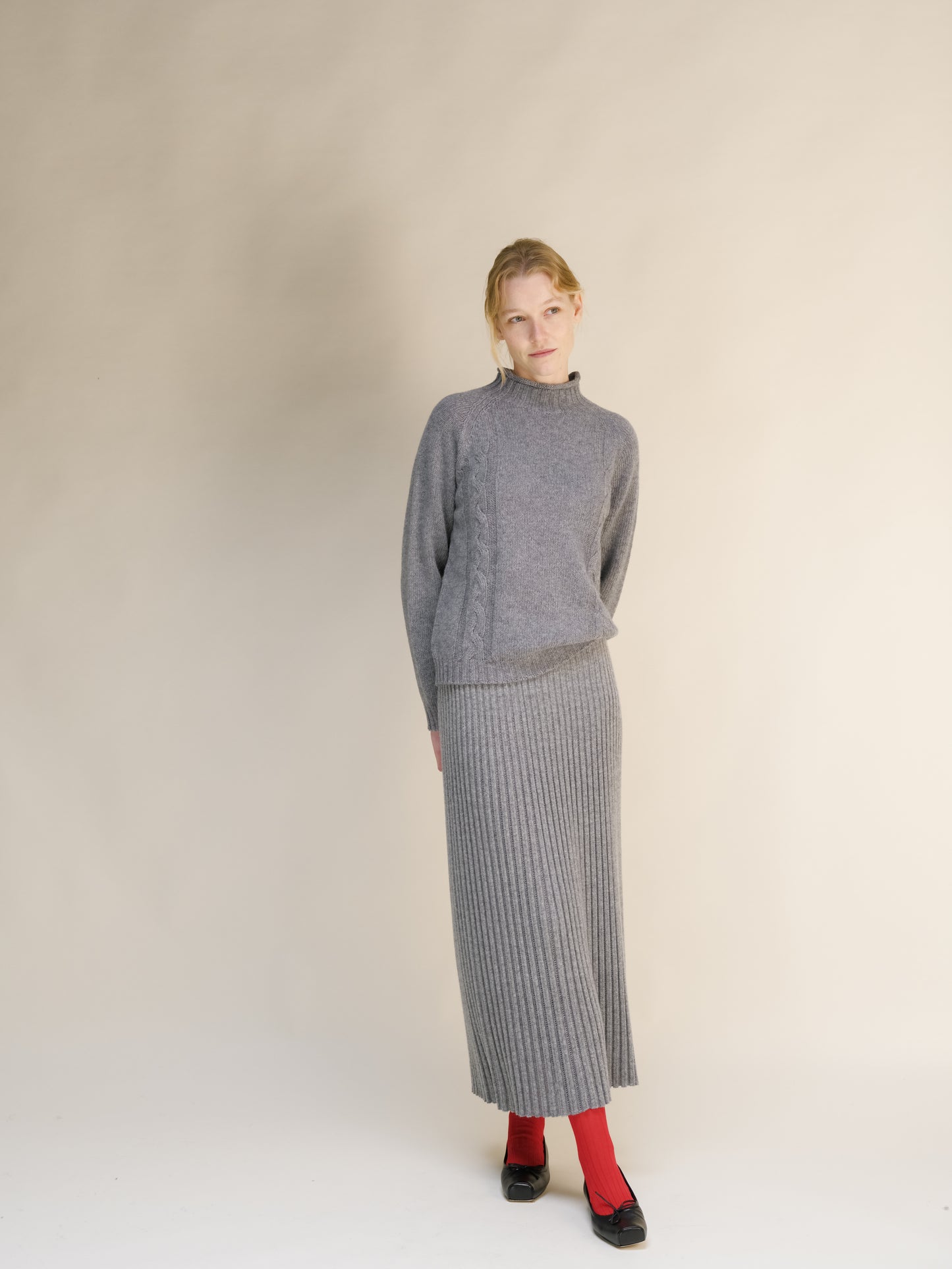 Cashmere Mix Perforated Skirt (3D-Knit)