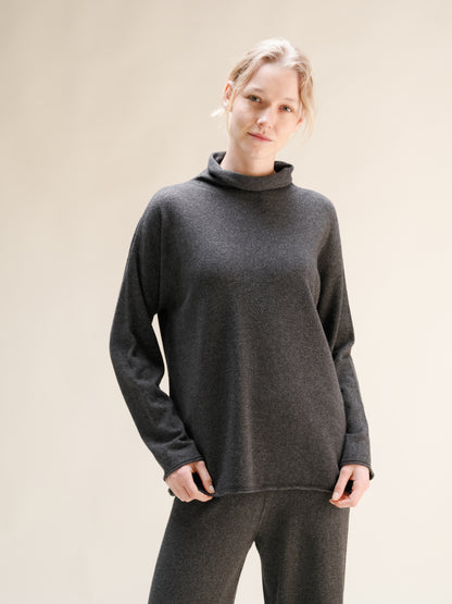 Cashmere Mix Relaxed High Neck Sweater (3D-Knit)