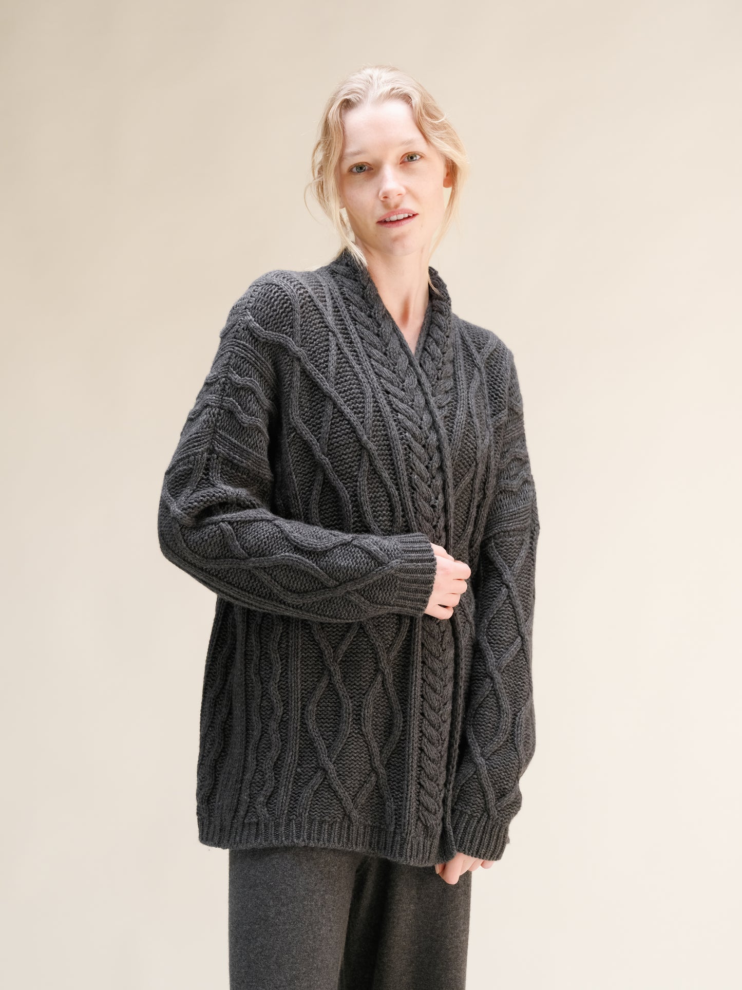 Cashmere Mix Aran Cardigan