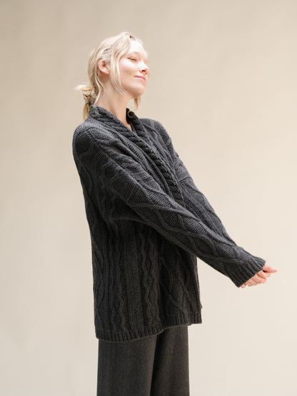 Cashmere Mix Aran Cardigan