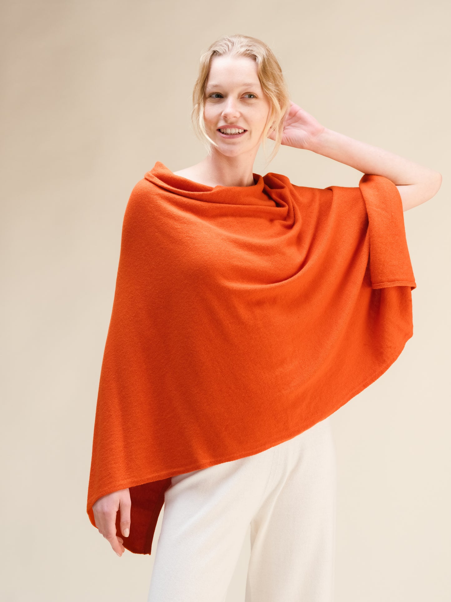 Cashmere Mix Asymmetric Poncho