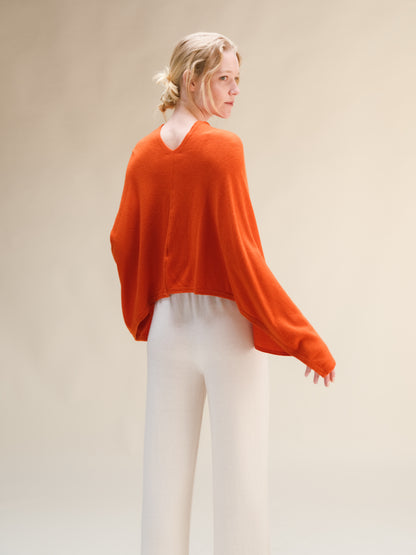 Cashmere Mix Asymmetric Poncho