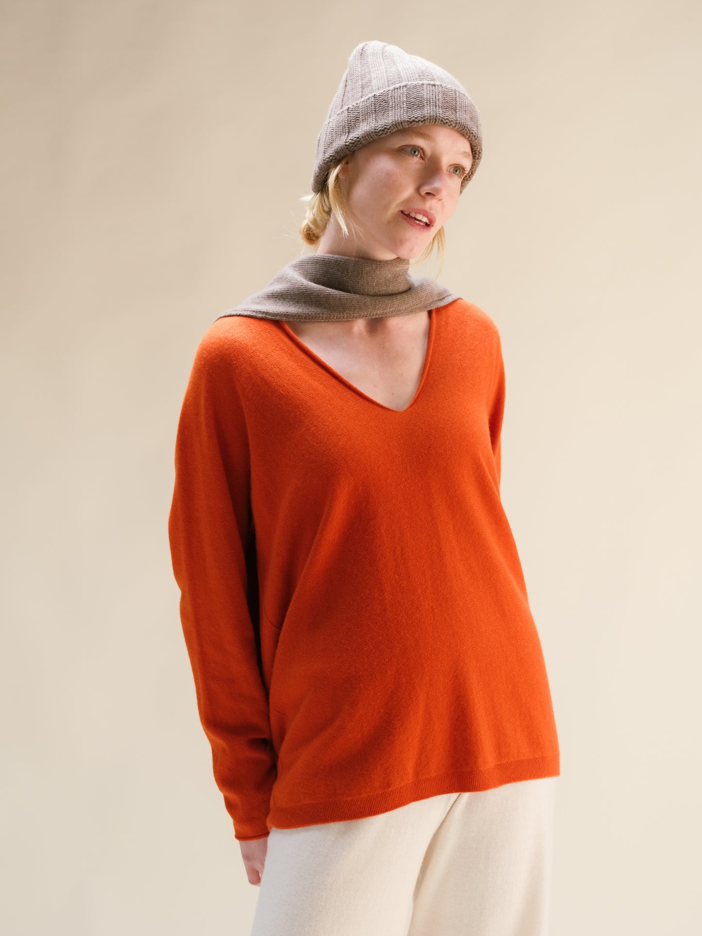 Cashmere Mix Maxi V Neck (3D-Knit)