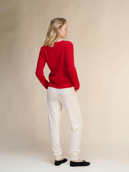 Cashmere Mix Full Ribbed V-Neck