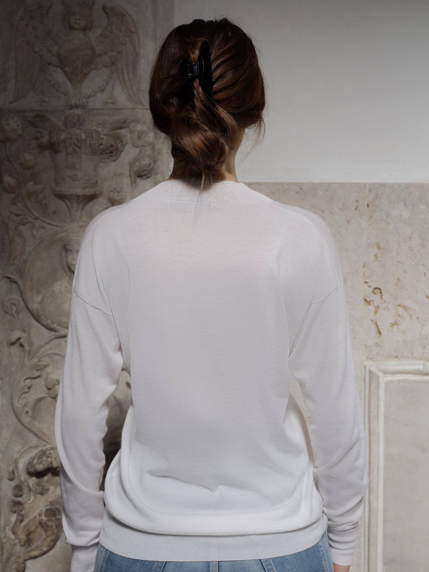 Merino & Silk V Neck Sweater