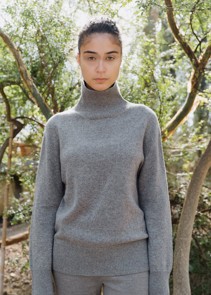 Maxi High Neck Sweater in Pure Cashmere