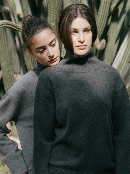 Maxi High Neck Sweater in Pure Cashmere