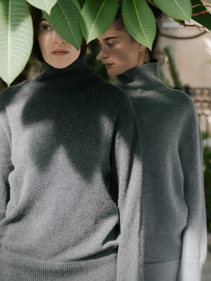 Maxi High Neck Sweater in Pure Cashmere