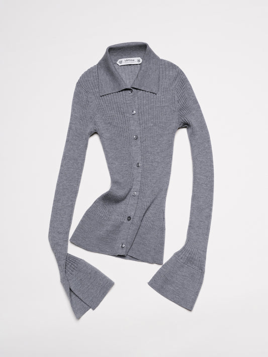 Camicia a Coste in Lana Merino Extrafine
