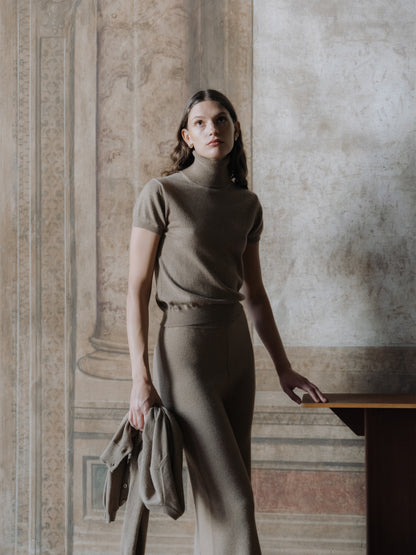 Pure Cashmere Short Sleeve Turtleneck