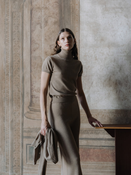 Pure Cashmere Short Sleeve Turtleneck