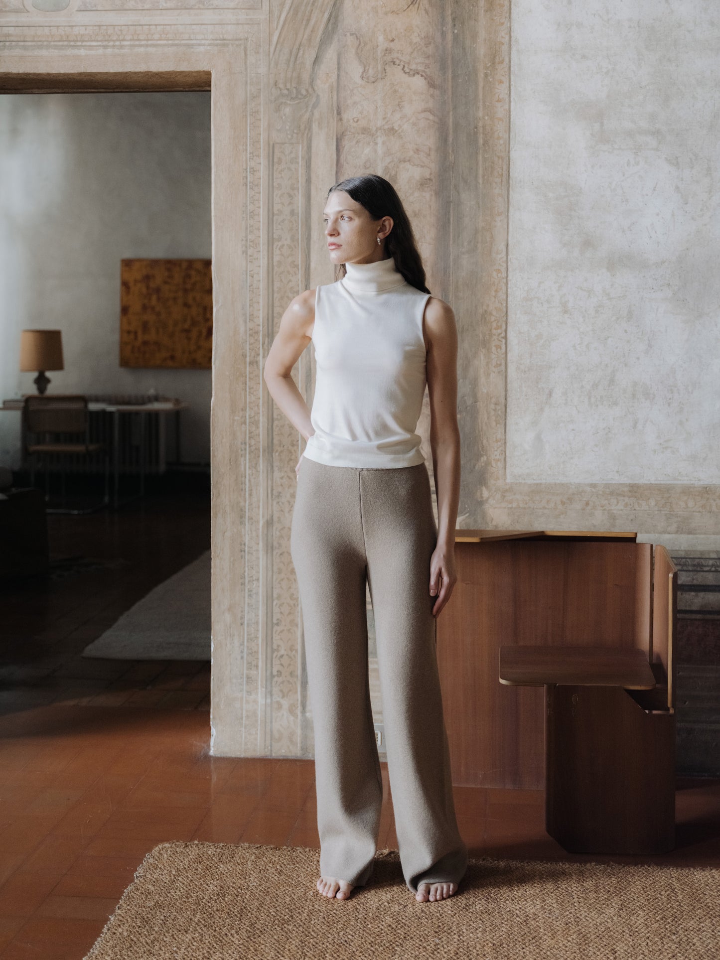 Merino & Silk Sleeveless Turtleneck