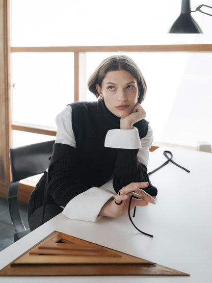 Extra Fine Merino Wool Cropped Turtleneck with Buttons