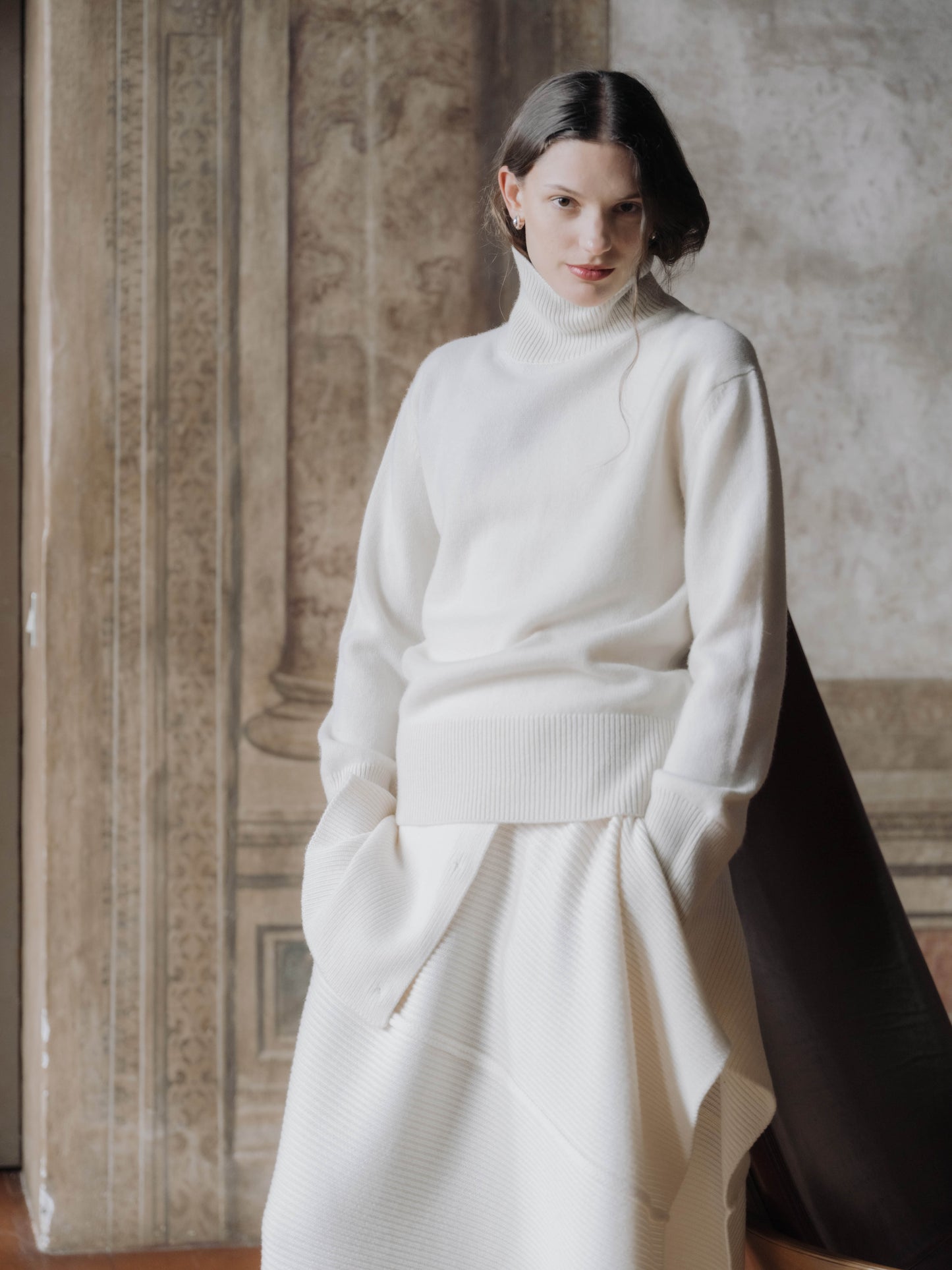 Maxi High Neck Sweater in Pure Cashmere