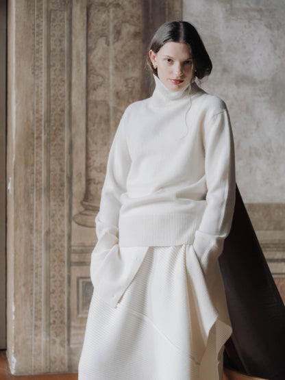 Maxi High Neck Sweater in Pure Cashmere