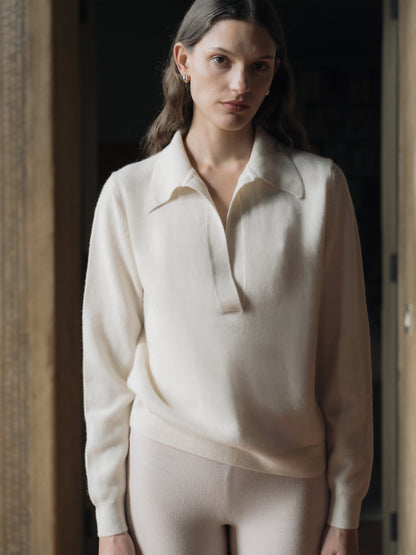 Pure Cashmere Polo Sweater