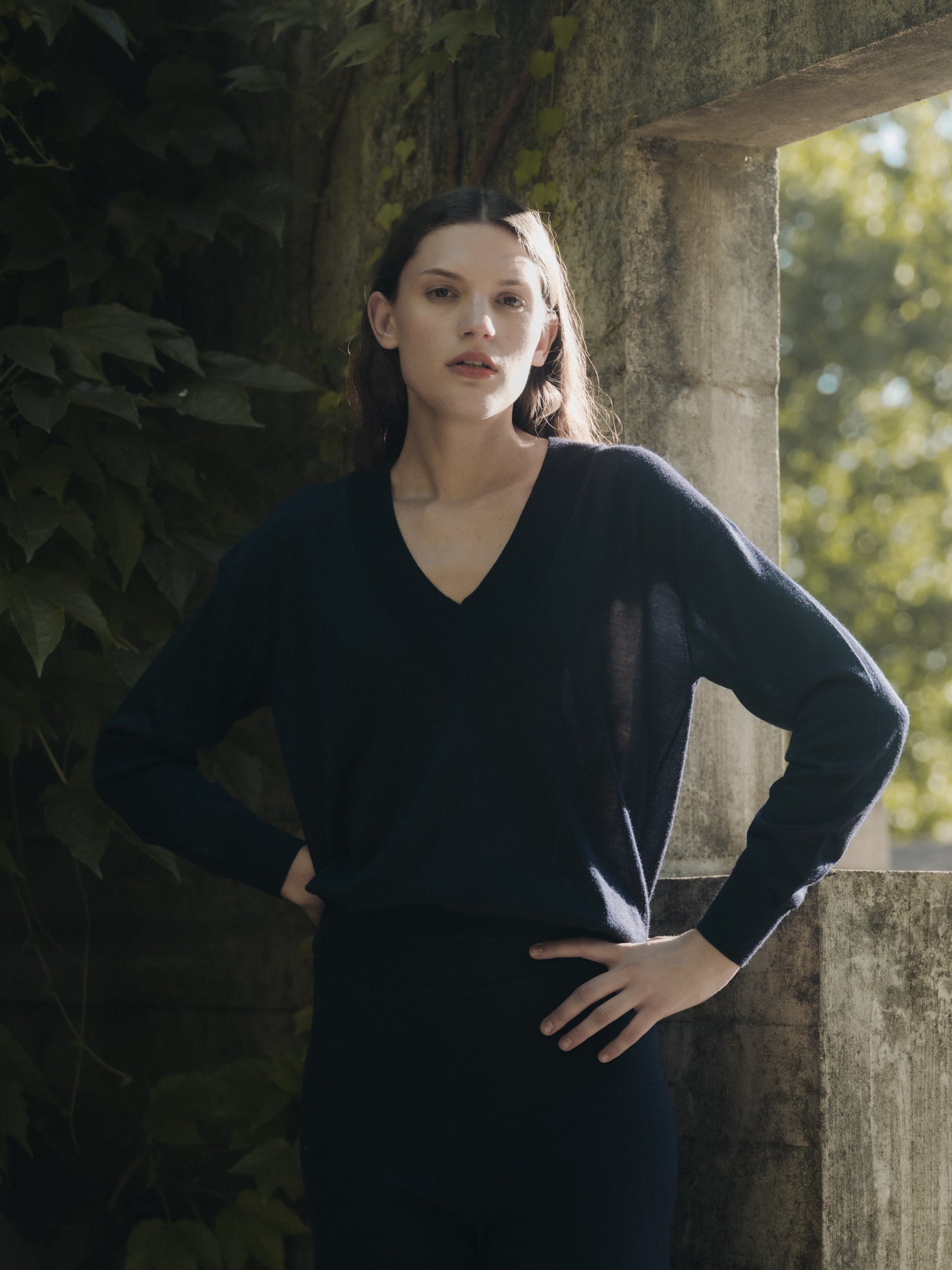 Merino & Silk V Neck Sweater