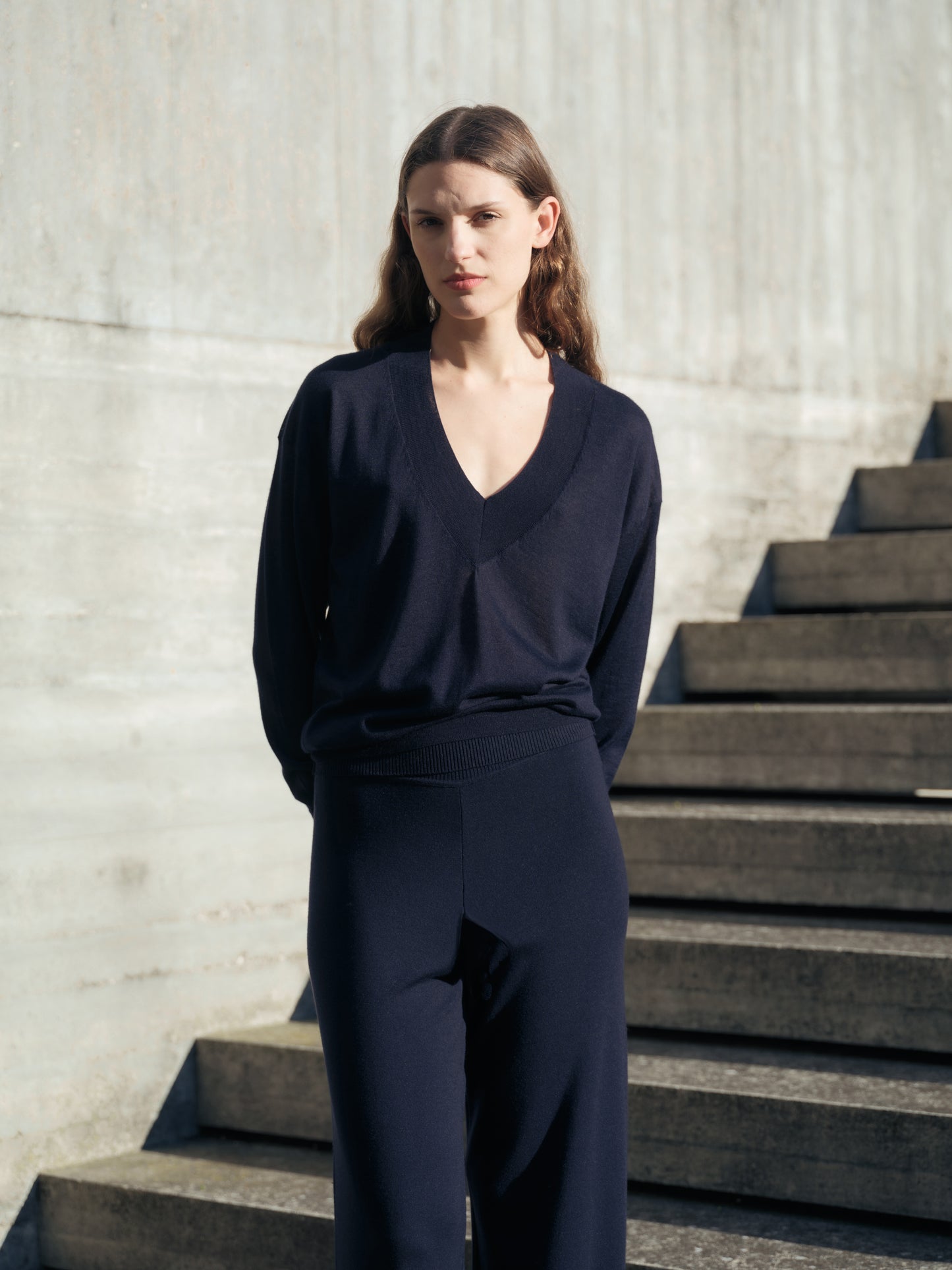 Merino & Silk V Neck Sweater