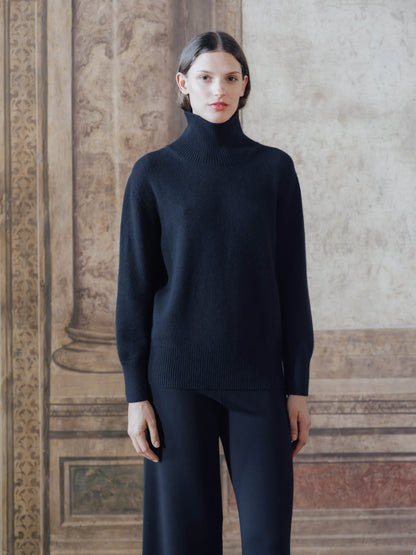 Maxi High Neck Sweater in Pure Cashmere