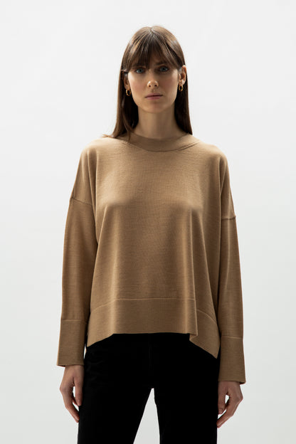 Extra fine merino wool oversized crew neck pullover  - most.it.knit