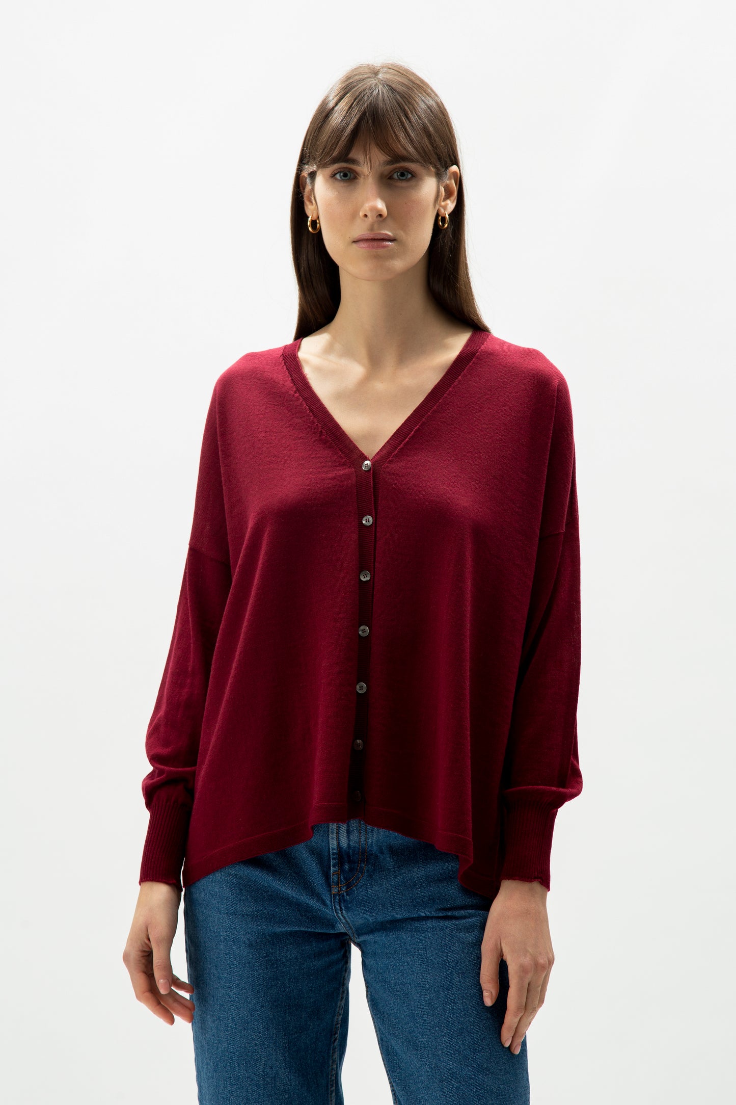 Extra fine merino wool v-neck cardigan  - most.it.knit