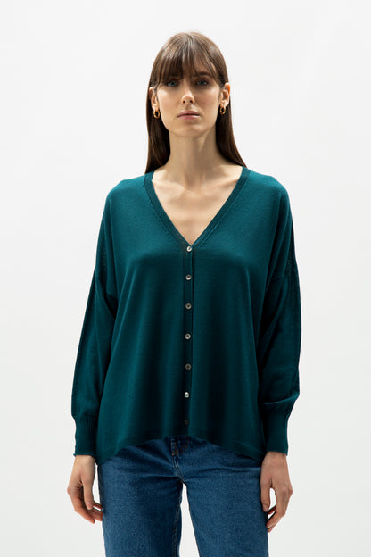 Extra fine merino wool v-neck cardigan  - most.it.knit